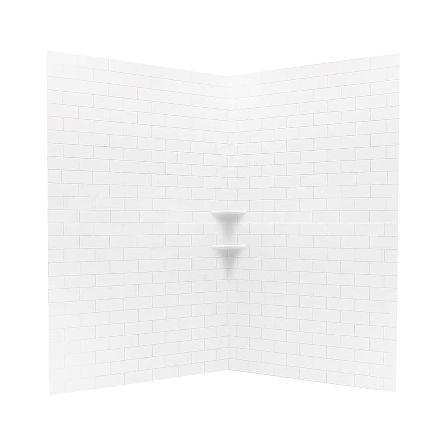 Swanstone Bright White Solid Surface Shower Wall Surround Corner Wall Panel (Common 48 in x 48 in; Actual 72.5 in x 48 in x 48 in)