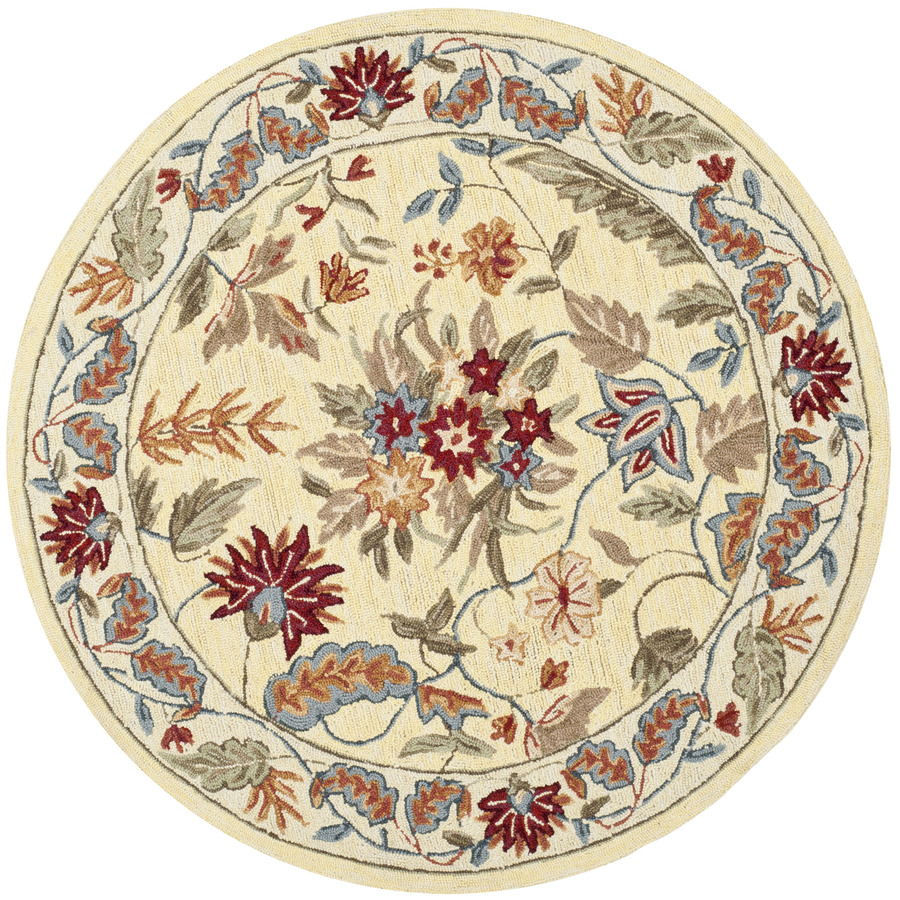 Safavieh Chelsea 36 in x 36 in Round Brown Floral Wool Accent Rug