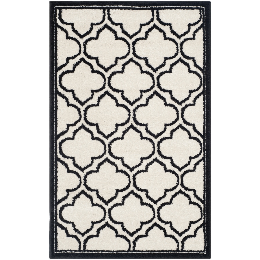 Safavieh Amherst Ivory and Anthracite Rectangular Indoor and Outdoor Machine Made Throw Rug (Common 2 x 4; Actual 30 in W x 48 in L x 0.33 ft Dia)