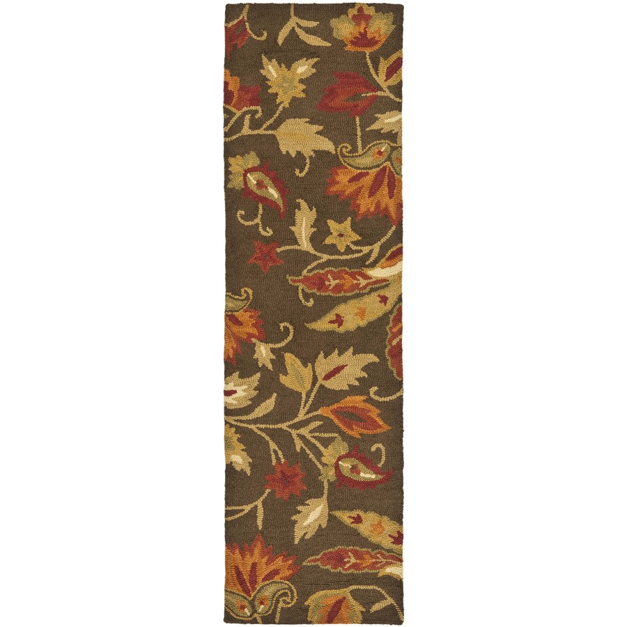 Safavieh Blossom Brown and Multicolor Rectangular Indoor Hand Hooked Runner (Common 2 x 12; Actual 27 in W x 132 in L x 0.67 ft Dia)