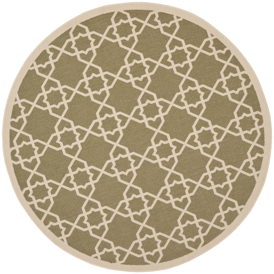 Safavieh Courtyard 6 ft 7 in x 6 ft 7 in Round Green Transitional Indoor/Outdoor Area Rug