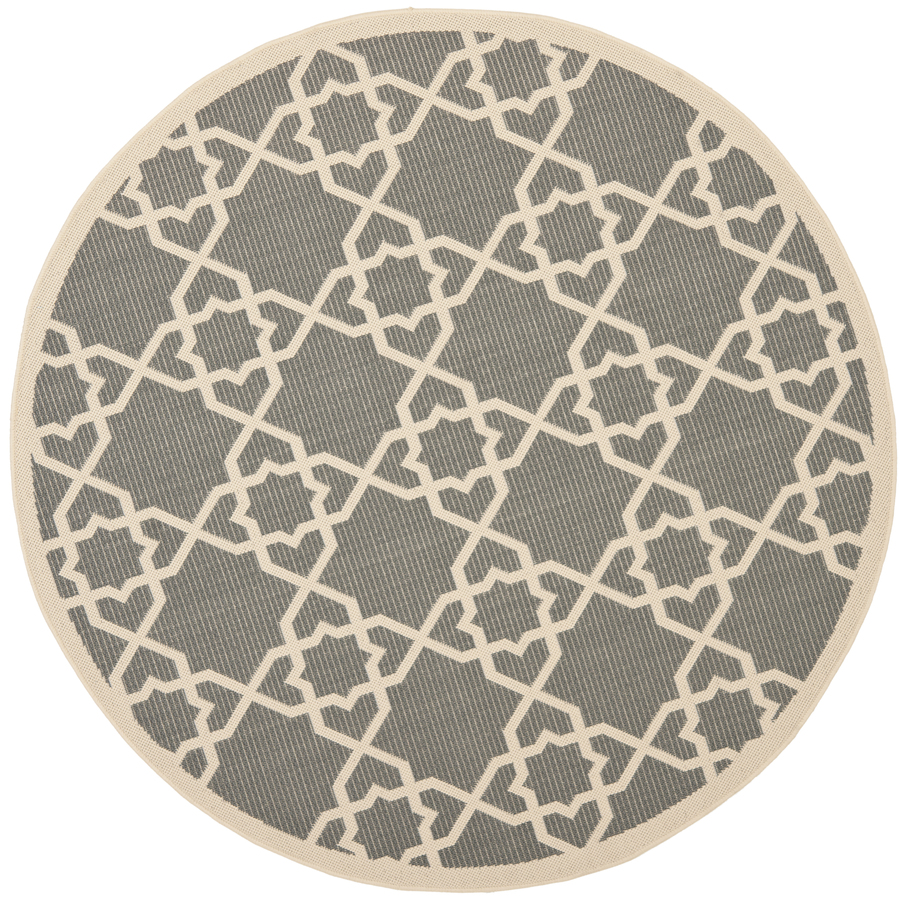 Safavieh Courtyard 6 ft 7 in x 6 ft 7 in Round Gray Transitional Indoor/Outdoor Area Rug