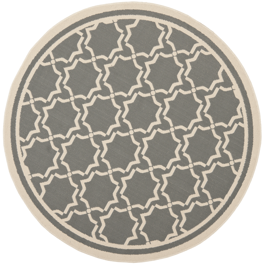 Safavieh Courtyard 5 ft 3 in x 5 ft 3 in Round Gray Transitional Indoor/Outdoor Area Rug