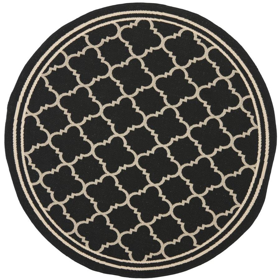 Safavieh Courtyard 5 ft 3 in x 5 ft 3 in Round Black Transitional Indoor/Outdoor Area Rug