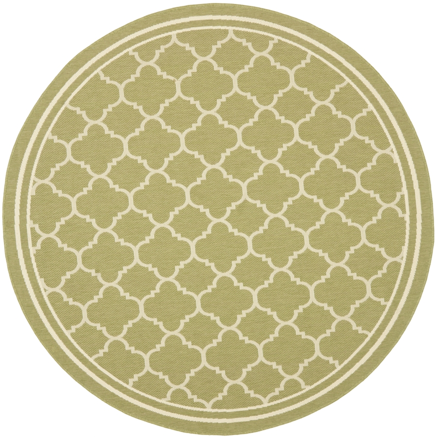 Safavieh Courtyard 5 ft 3 in x 5 ft 3 in Round Green Transitional Indoor/Outdoor Area Rug