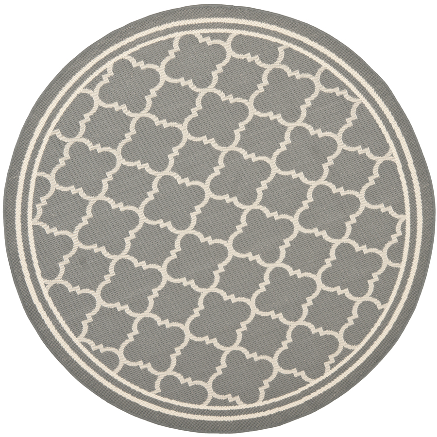 Safavieh Courtyard 6 ft 7 in x 6 ft 7 in Round Gray Transitional Indoor/Outdoor Area Rug