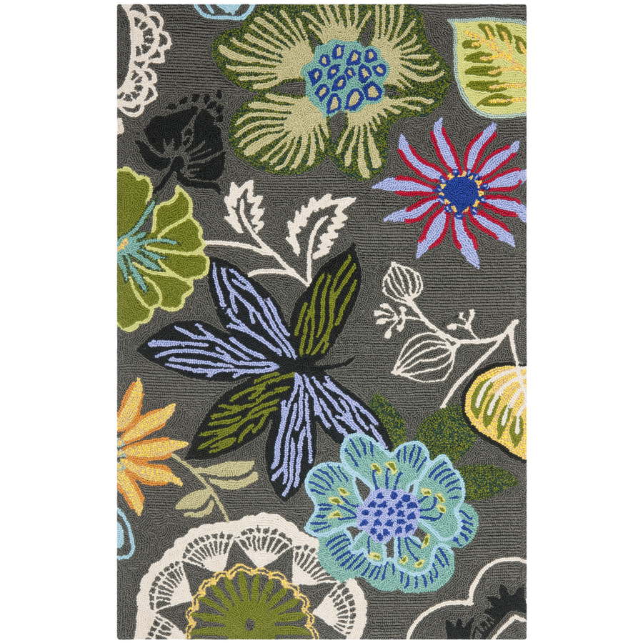 Safavieh Four Seasons Rectangular Gray Floral Woven Accent Rug (Common 2 ft x 4 ft; Actual 30 in x 48 in)