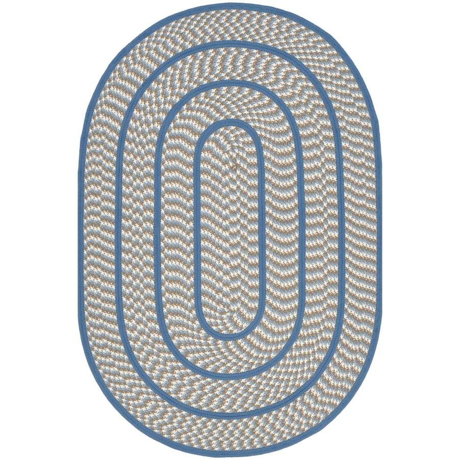 Safavieh Braided Ivory and Blue Oval Indoor Braided Area Rug (Common 4 x 6; Actual 48 in W x 72 in L x 0.42 ft Dia)