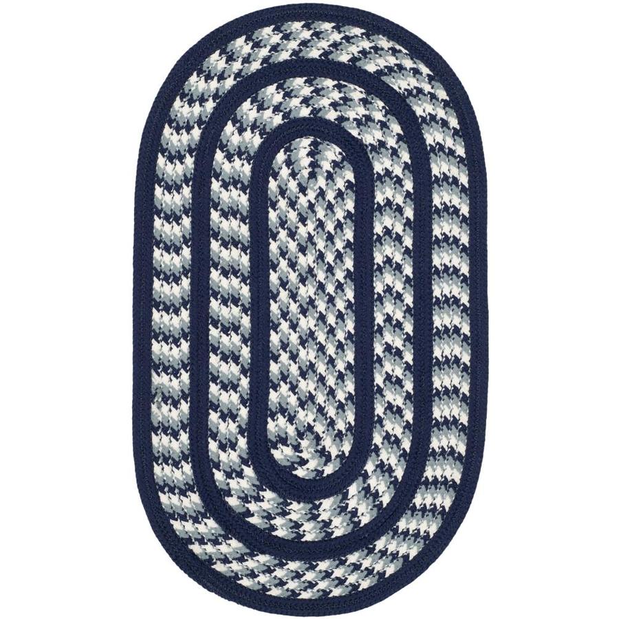 Safavieh Braided Ivory and Navy Oval Indoor Braided Throw Rug (Common 2 x 4; Actual 30 in W x 48 in L x 0.33 ft Dia)