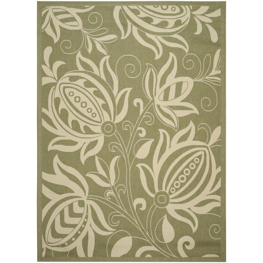 Safavieh Courtyard Olive and Natural Rectangular Indoor and Outdoor Machine Made Area Rug (Common 10 x 13; Actual 108 in W x 150 in L x 0.58 ft Dia)