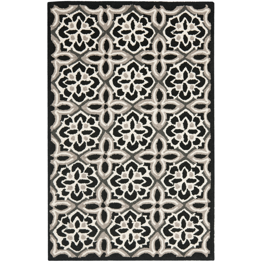 Safavieh Four Seasons 30 in x 48 in Rectangular Black Geometric Accent Rug