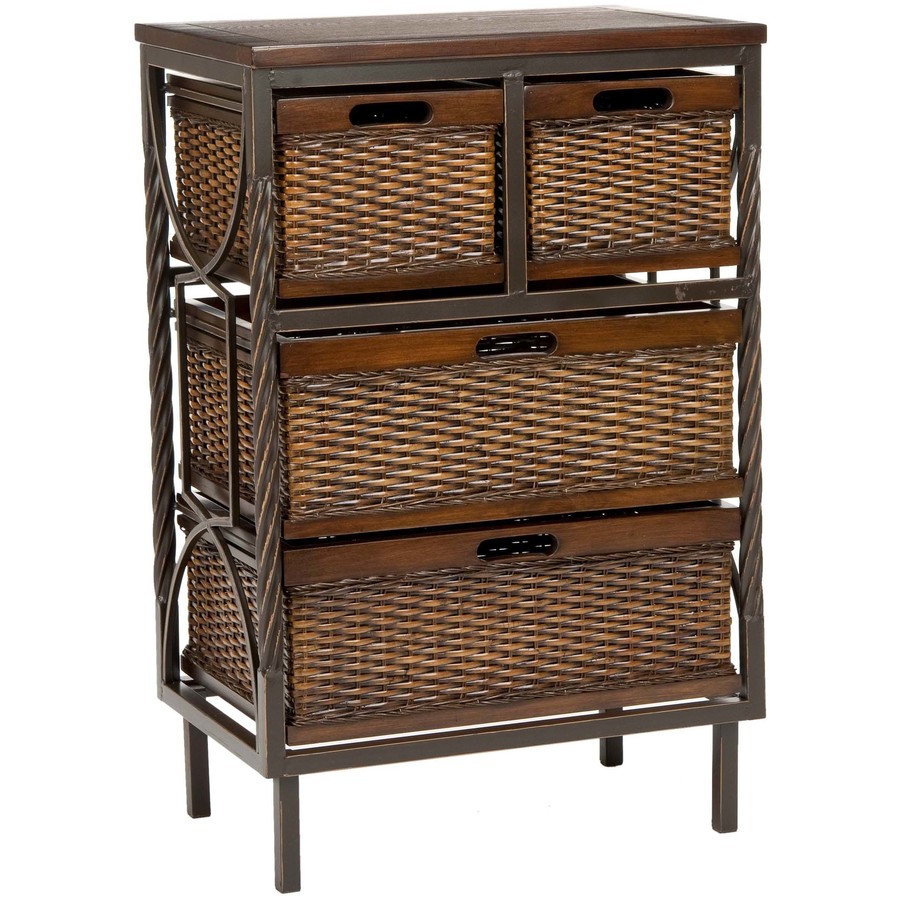 Safavieh 20.7-in x 31.7-in 4-Drawer Dark Teak Metal Drawer in Brown | AMH6511A