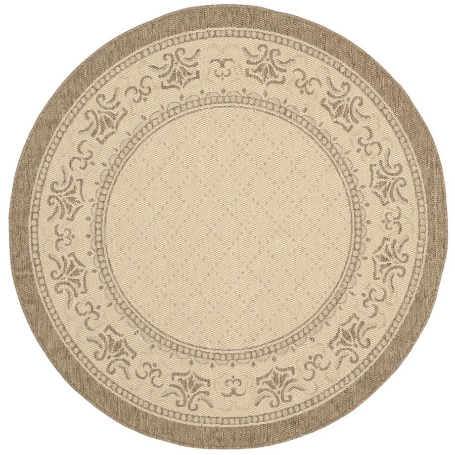 Safavieh Courtyard Natural and Brown Round Indoor and Outdoor Machine Made Area Rug (Common 7 x 7; Actual 79 in W x 79 in L x 0.42 ft Dia)
