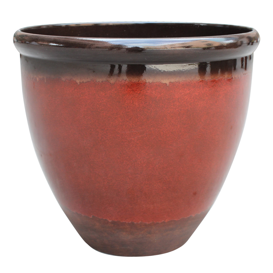 allen + roth 16 in H x 17.5 in W x 17.5 in D Red/Brown Indoor/Outdoor Planter