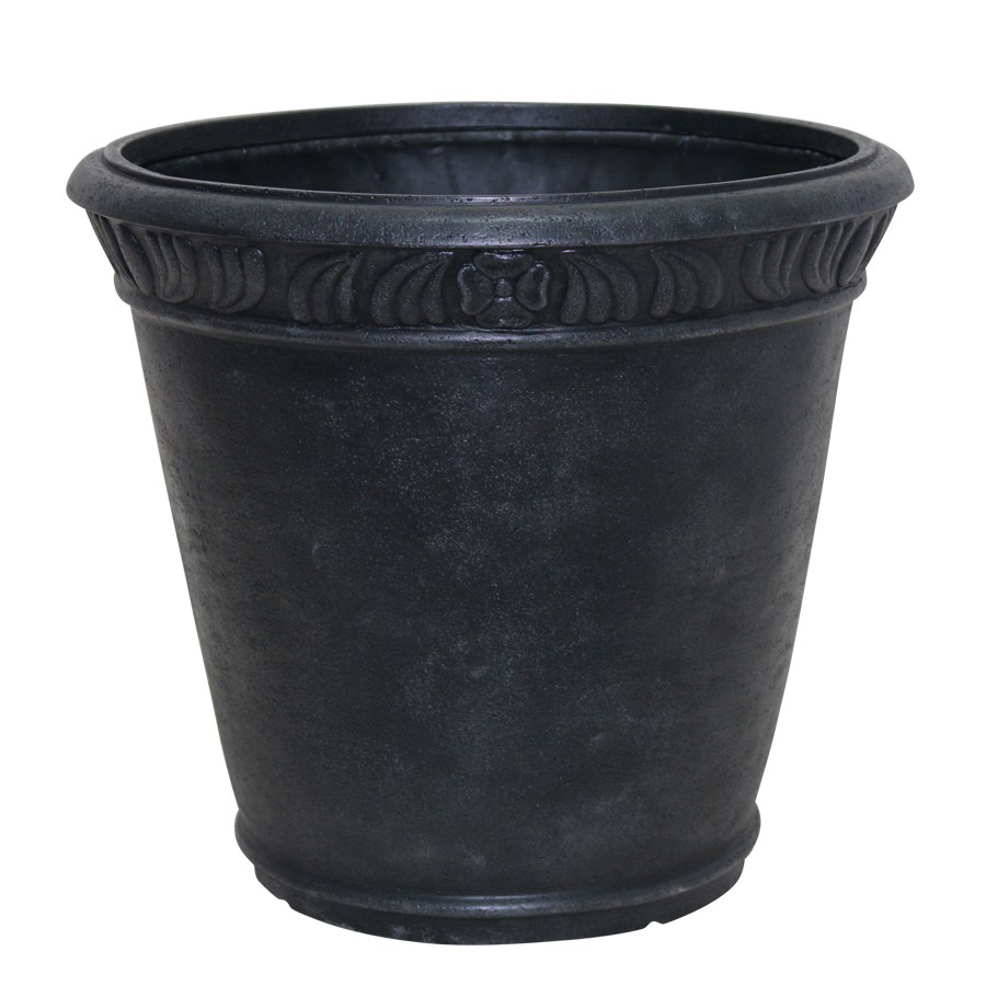 Garden Treasures 20 in H x 22 in W x 22 in D Black Fiberglass Indoor/Outdoor Planter