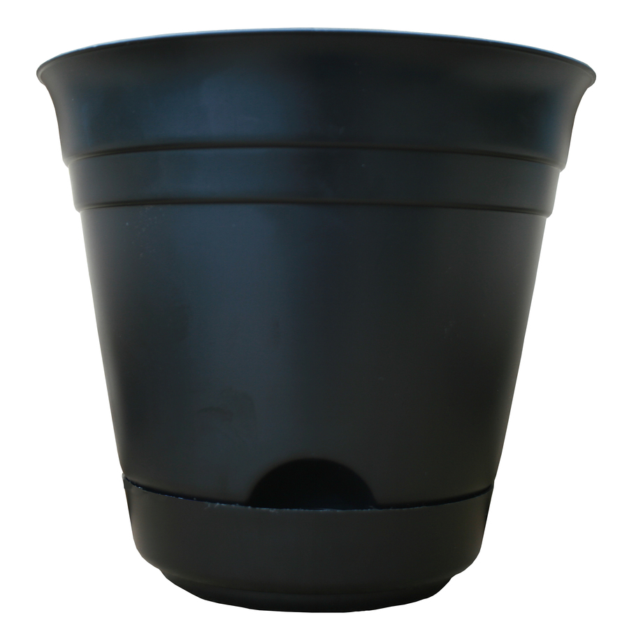 Garden Treasures 14-in W x 12.8-in H Black Plastic Self Watering Planter | SS1406BK