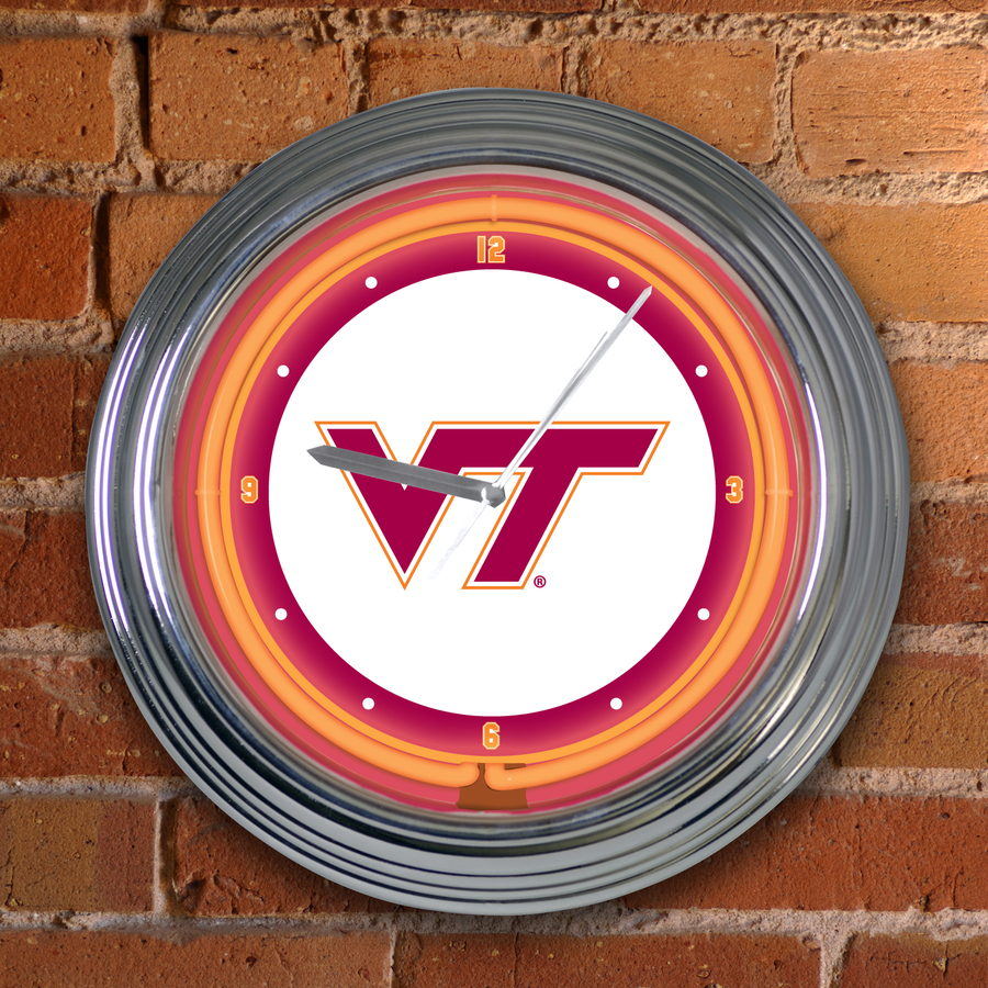 The Memory Company 15 in Neon Virginia Tech Multicolor Clock