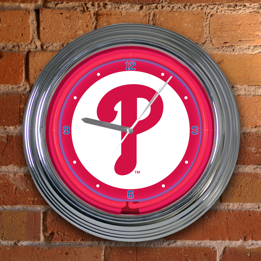 The Memory Company 15 in Neon Phillies Multicolor Clock