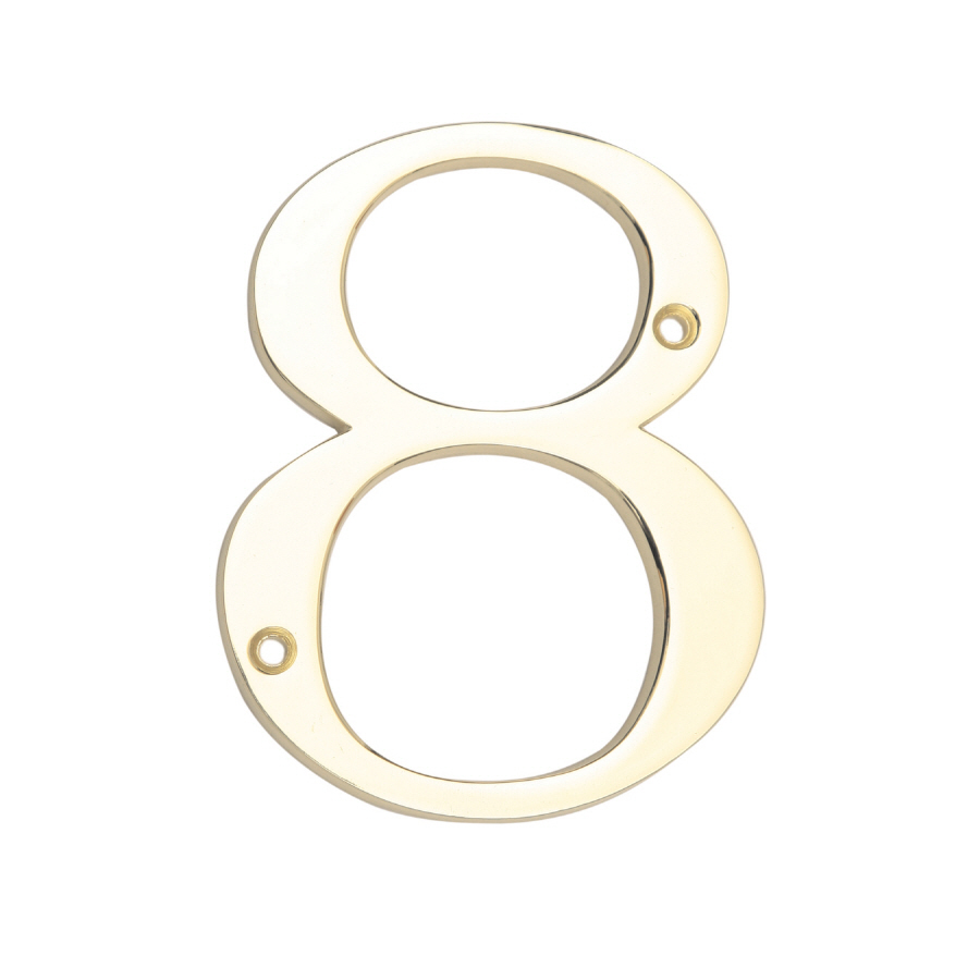 Gatehouse 3.87 in Polished Brass House Number 8