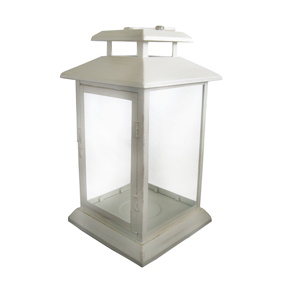 Garden Treasures 14.76 in H White Metal Outdoor Decorative Lantern