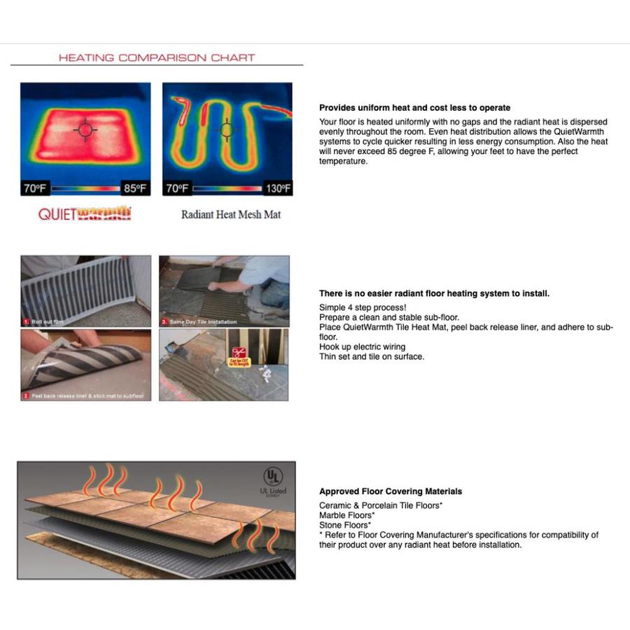 Quietwarmth 18 In X 60 Light Gray 120 Volt Underfloor Heating Mat The Department At Lowes 120 Volt Underfloor Heating Mat