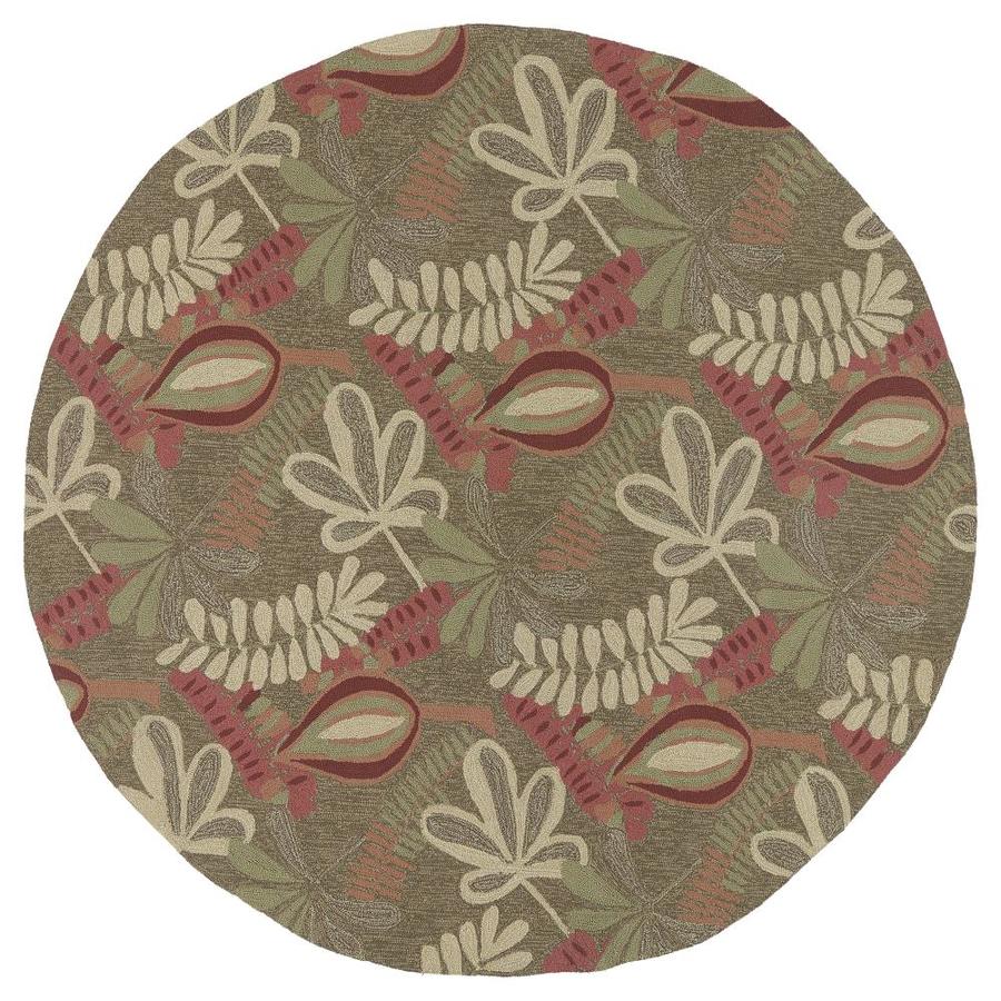 Kaleen Home and Porch 5 ft 9 in x 5 ft 9 in Round Brown Floral Indoor/Outdoor Area Rug