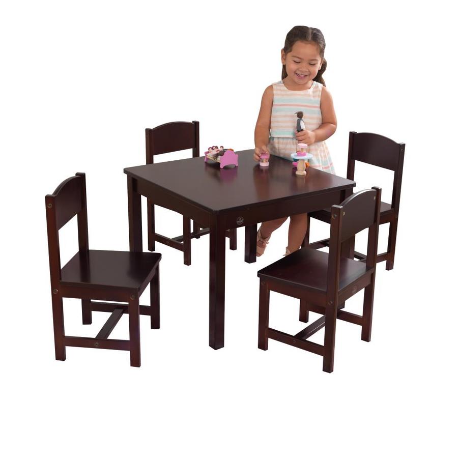 KidKraft Farmhouse Espresso Square Kid's Play Table (Set of 4 Chairs) in Brown | 21453