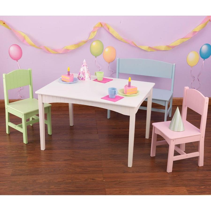KidKraft Nantucket Pastel Rectangular Kid's Play Table (Set of 2 Chairs) in Brown | 26112