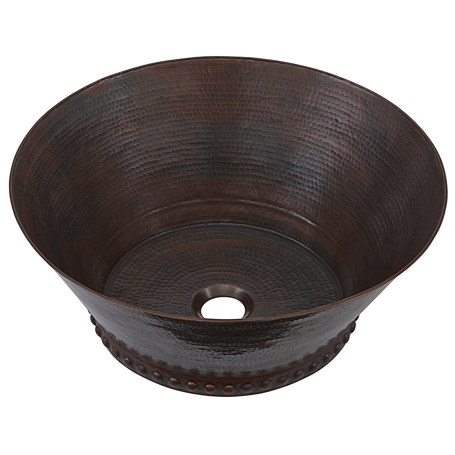 SINKOLOGY Aged Copper Copper Vessel Round Bathroom Sink