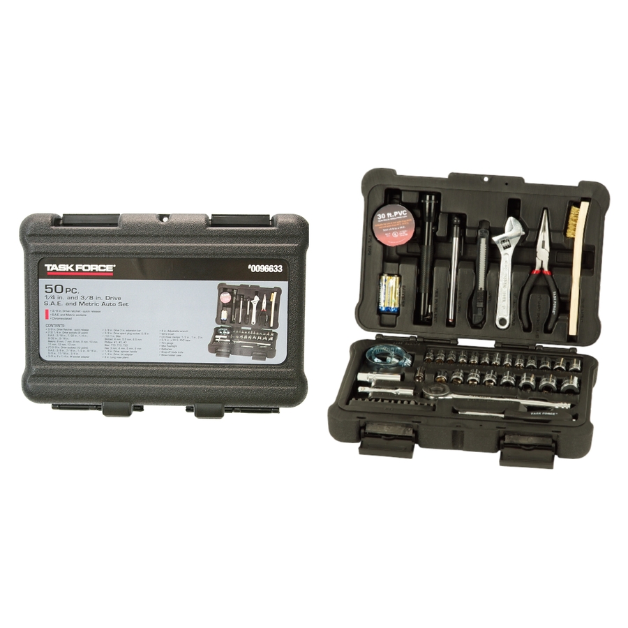 Task Force 50 Piece Standard (SAE) and Metric Combination Mechanics Tool Set