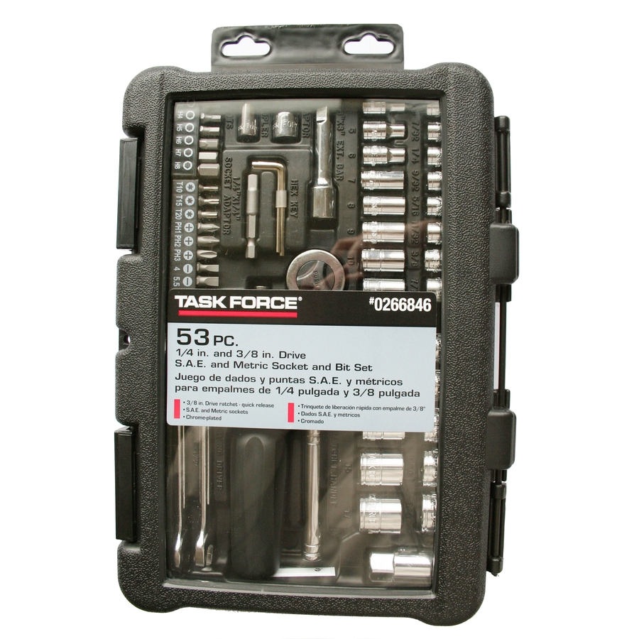 Task Force 53 Piece Standard (SAE) and Metric Combination Mechanics Tool Set