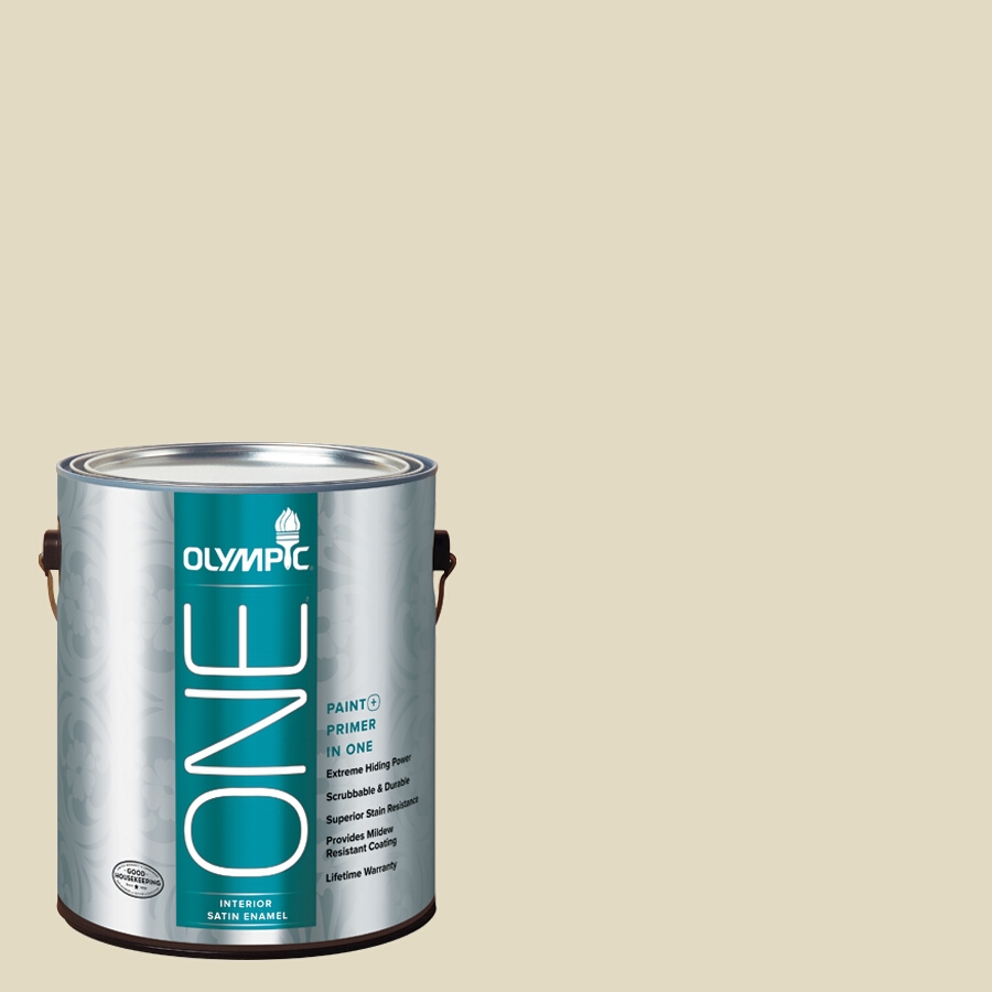 Olympic One 124 fl oz Interior Satin Bamboo Latex Base Paint and Primer in One with Mildew Resistant Finish