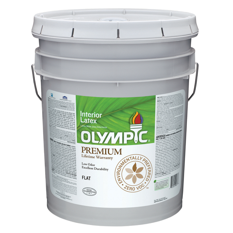 Olympic 5 Gallon Interior Flat Ultra White Latex Base Paint