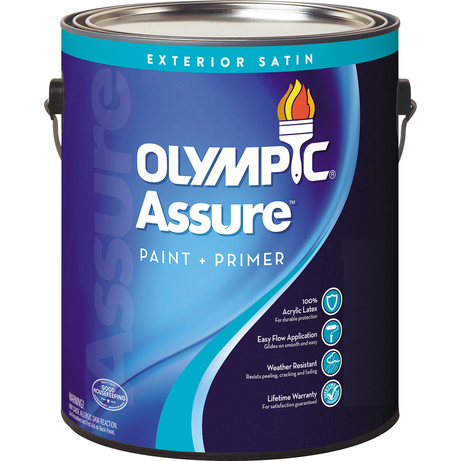 Olympic 114 fl oz Exterior Satin White Latex Base Paint with Mildew Resistant Finish