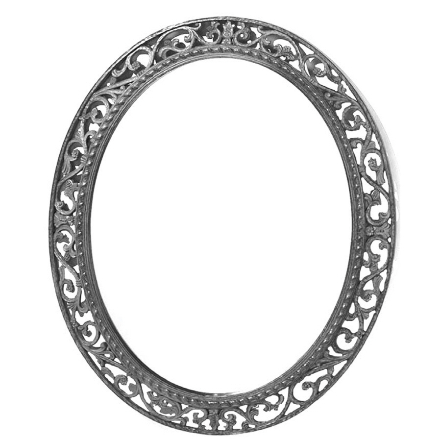 Style Selections 28.5 in x 34 in Pewter Iron Oval Framed Wall Mirror