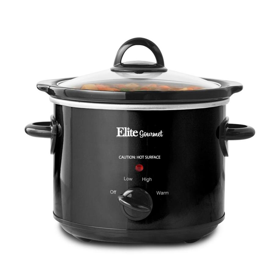 Elite 3-Quart Black Round Slow Cooker Stainless Steel | MST-350B