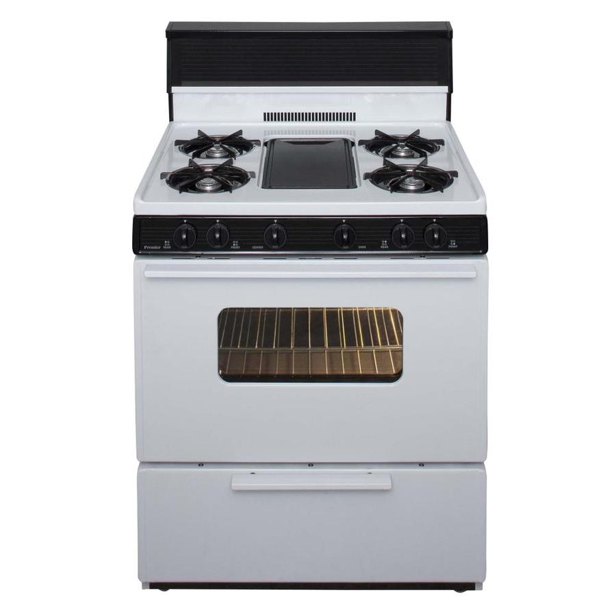 Premier 5 Burner Freestanding 3.9 cu ft Gas Range (White with Black Trim) (Common 30; Actual 30 in)