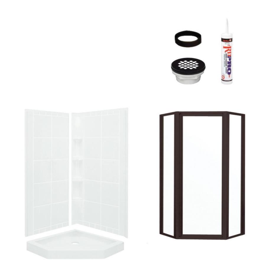 Sterling Intrigue 79.125 in H x 39 in W x 39 in L White Fiberglass and Plastic Wall 4 Piece Alcove Shower Kit