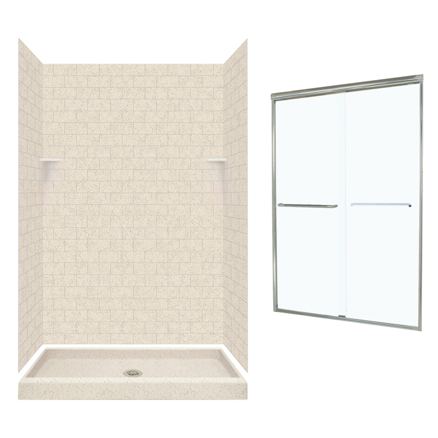 Swanstone Tahiti Desert Solid Surface Wall and Floor 5 Piece Alcove Shower Kit (Common 48 in x 32 in; Actual 72.5 in x 48 in x 32 in)