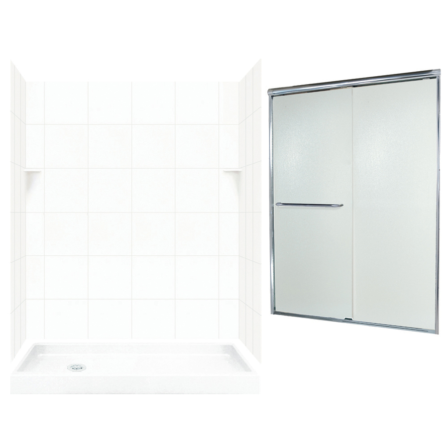 Swanstone White Solid Surface Wall and Floor 5 Piece Alcove Shower Kit (Common 60 in x 32 in; Actual 72.5 in x 60 in x 32 in)