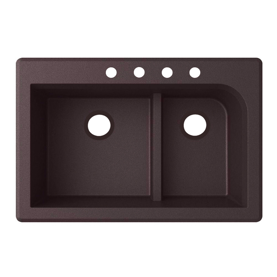 Swanstone 22 in x 33 in Espresso Double Basin Granite Drop In or Undermount 4 Hole Residential Kitchen Sink