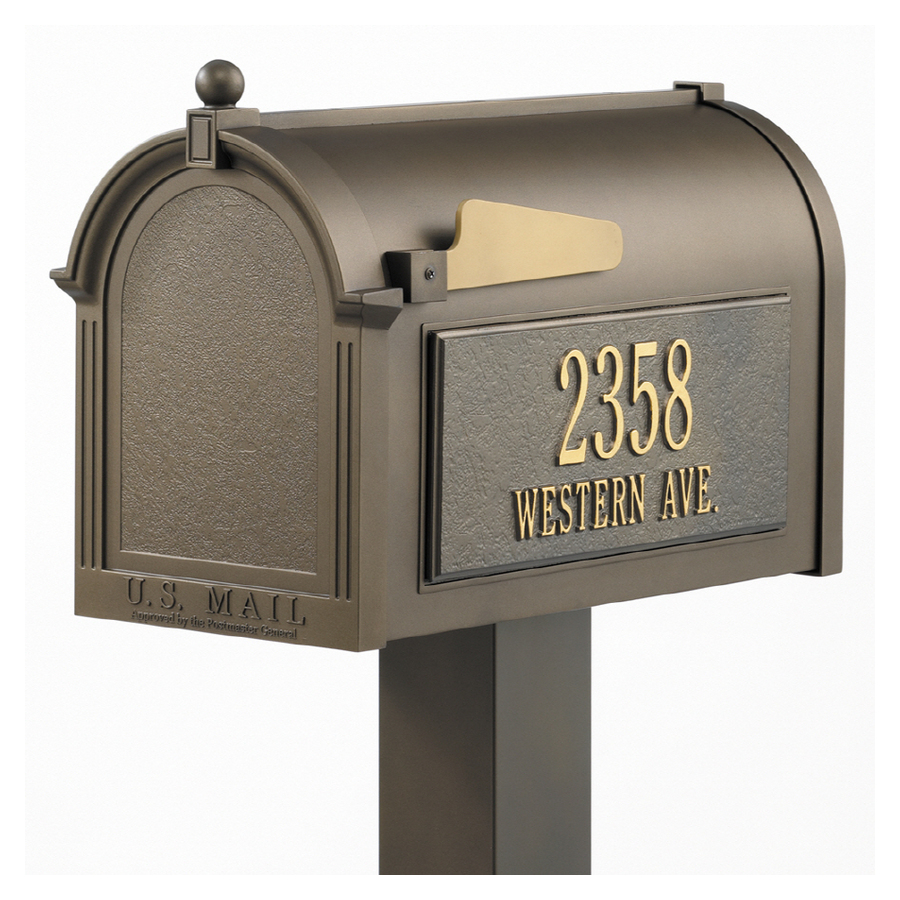 Whitehall 9 5/8 in x 52 in Metal Bronze Post Mount Mailbox with Post