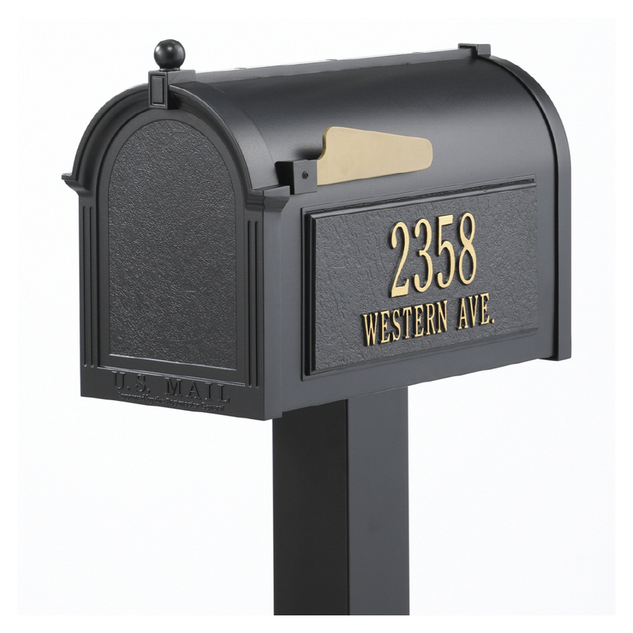 Whitehall 9 5/8 in x 52 in Metal Black Post Mount Mailbox with Post