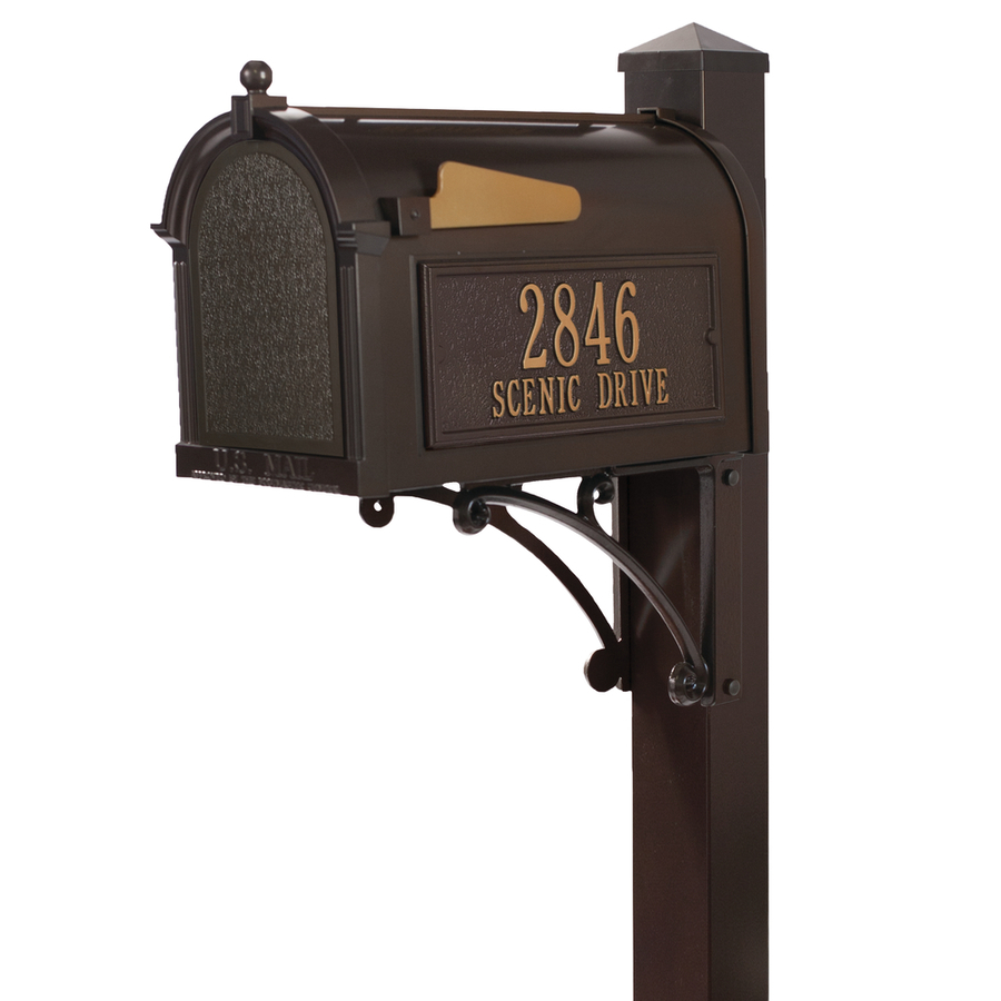 Whitehall 10 1/8 in x 55 in Metal French Bronze In Ground Mailbox with Post