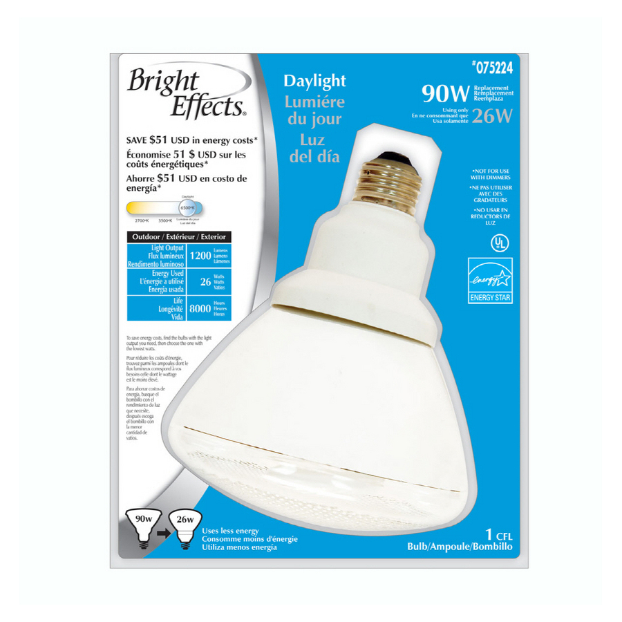 Bright Effects Daylight 90 Watt Replacement PAR38 CFL Outdoor Flood 1 Pack