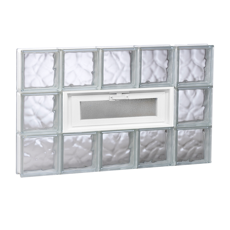 REDI2SET 30 in x 18 in Wavy Pattern Series Frameless Replacement Glass Block Window