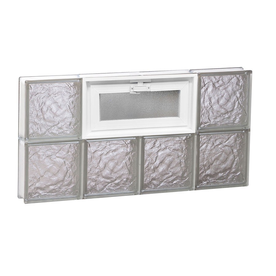 REDI2SET 32 in x 16 in Ice Glass Pattern Series Frameless Replacement Glass Block Window