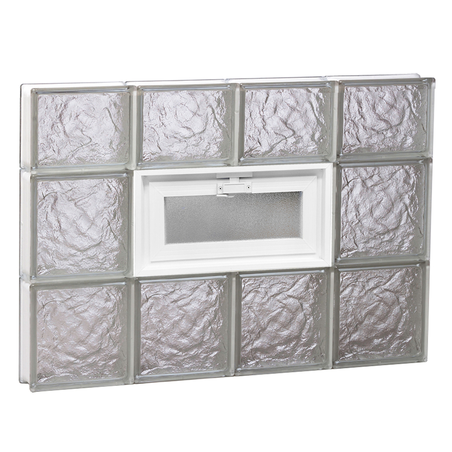 REDI2SET 32 in x 22 in Ice Glass Pattern Series Frameless Replacement Glass Block Window
