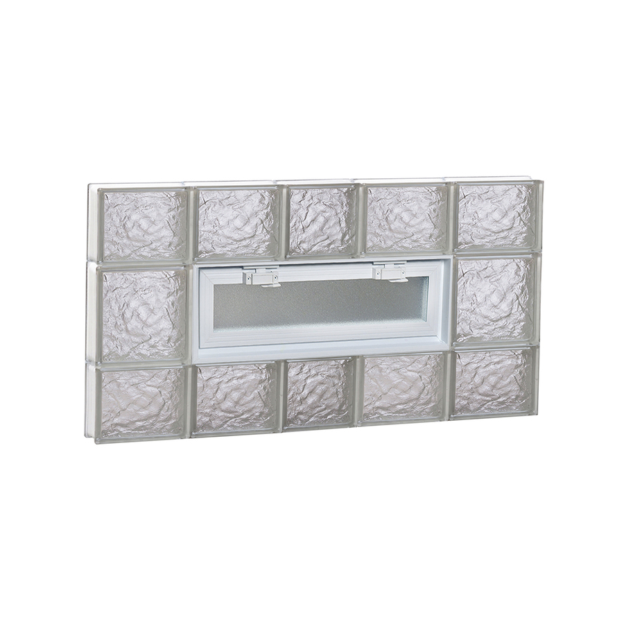 REDI2SET 38 in x 20 in Ice Glass Pattern Series Frameless Replacement Glass Block Window