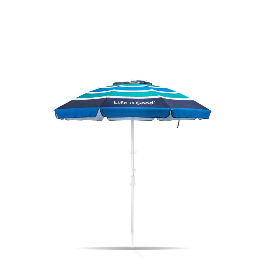 Life Is Good Life Is Good 7 Ft Hexagon Green Blue Stripe With Silver Aluminum Frame Push Button Tilt Market Patio Umbrella From Lowe S Daily Mail